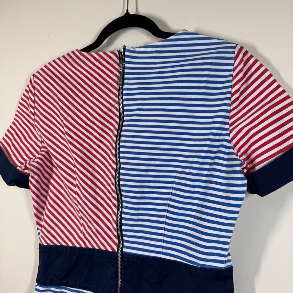 United Colors of Benetton Slim Fit Red Blue Stripes T-shirt Mini Dress No Size - Picture 6 of 16